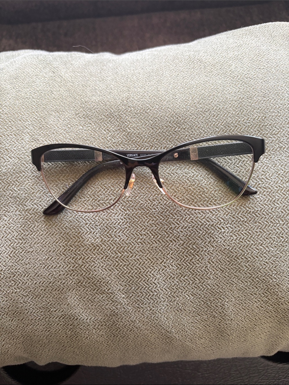 Versace Women's Cat Eye Glasses in Black and Gold-Tone